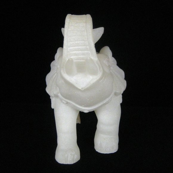 White Elephant Figurine Asian 5 In Resin Trunk Tusks Chinese Character STAIN - Picture 5 of 12